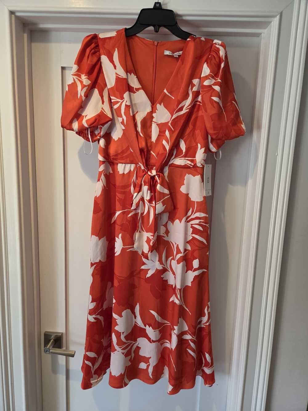 julia jordan Orange & White Floral Tie-Front Midi Dress